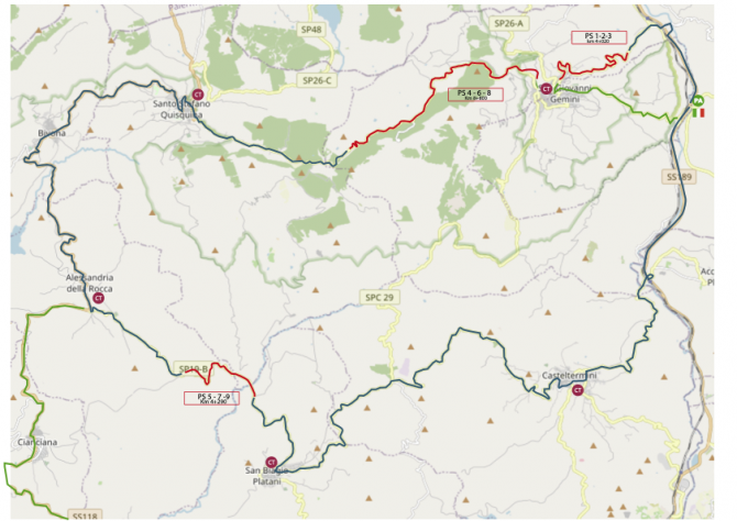 Mappa RALLY MONTI SICANI 2025 - Tempo Sport  &  Comunicazione